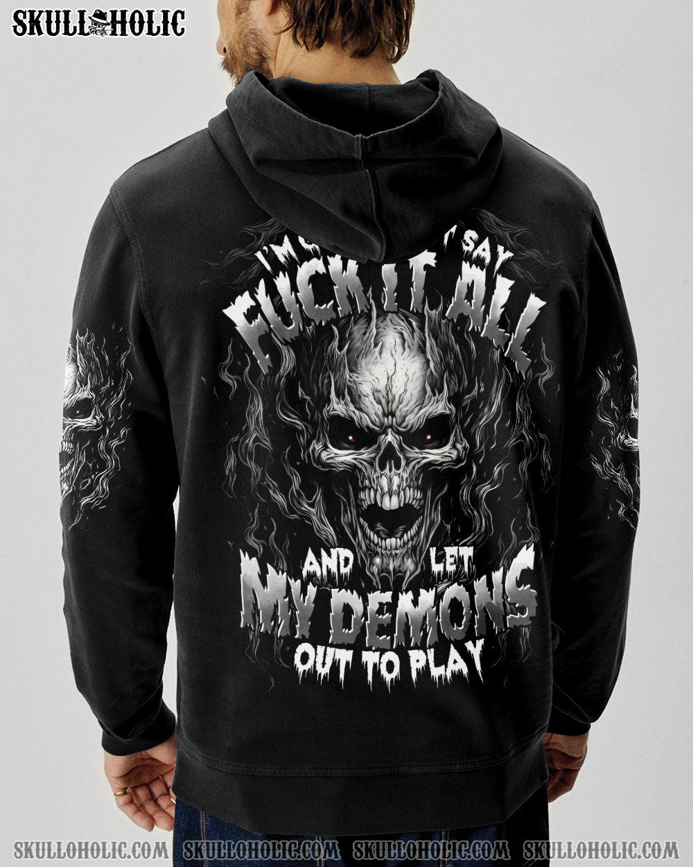 Say F It All and let my Demon out to Play Skull Dark Gothic Flame Design AOP Shirt _11_ FksHe