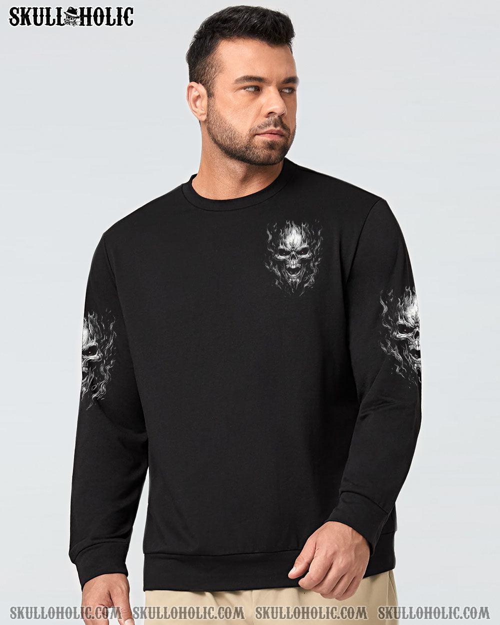 Say F It All and let my Demon out to Play Skull Dark Gothic Flame Design AOP Shirt _4_ JO9WE