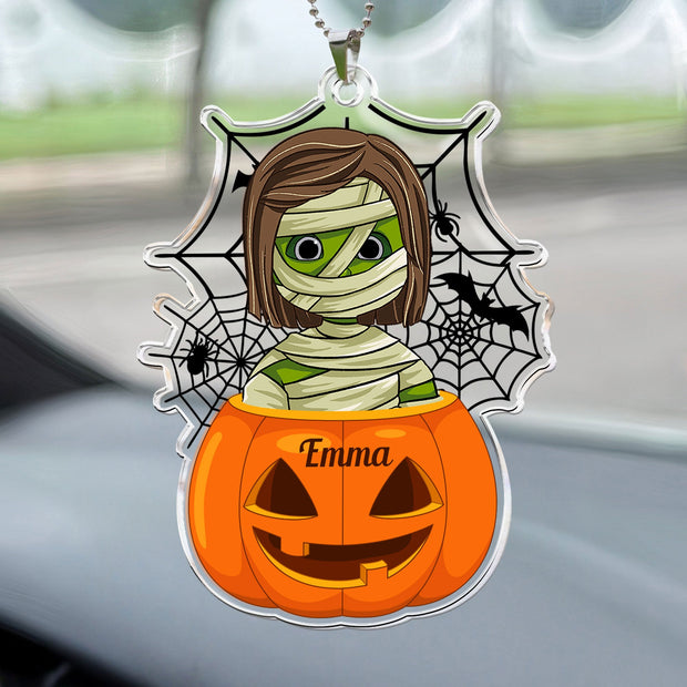 Scary Monster Kid In The Pumpkin Halloween Gift - Personalized Acrylic Ornament - Gift For Halloween
