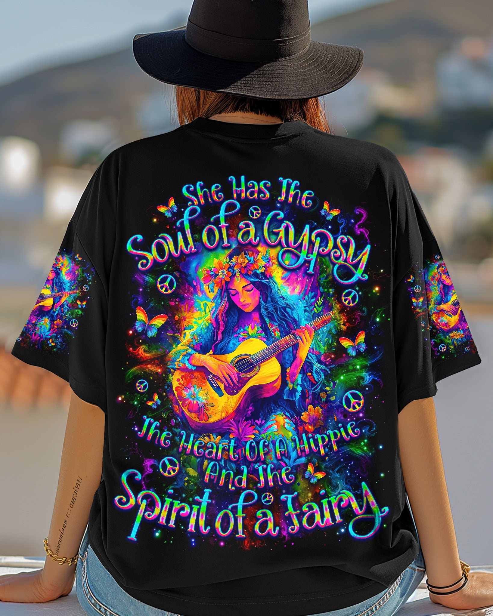 She Has the Soul of a Gypsy _26 Heart of a Hippie Colorful Guitar Design for Women AOP Shirts _4_ 4Hnq5