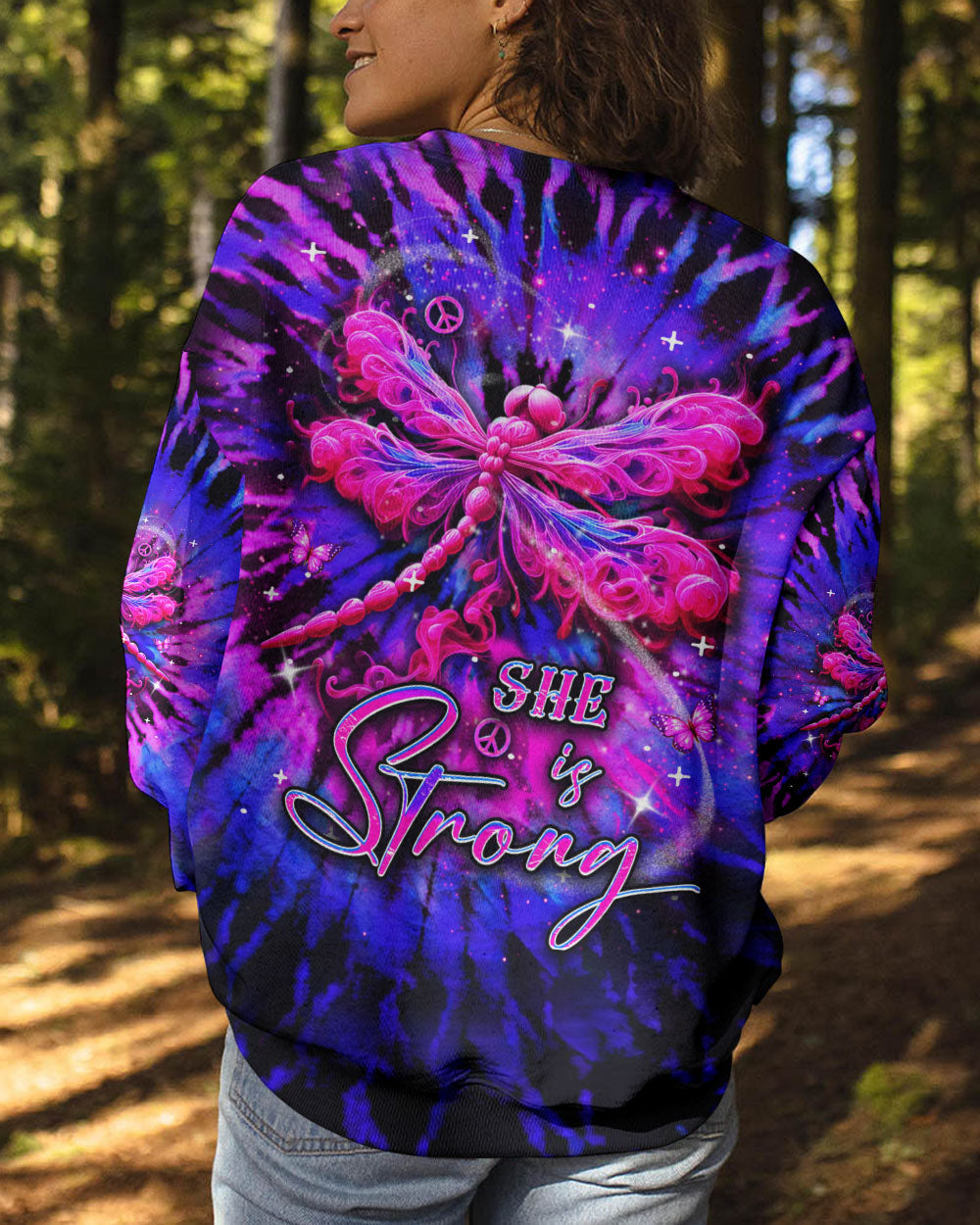 She Is Strong Dragonfly Tie Dye Neon Inspirational AOP Shirts _10_ BGEhl