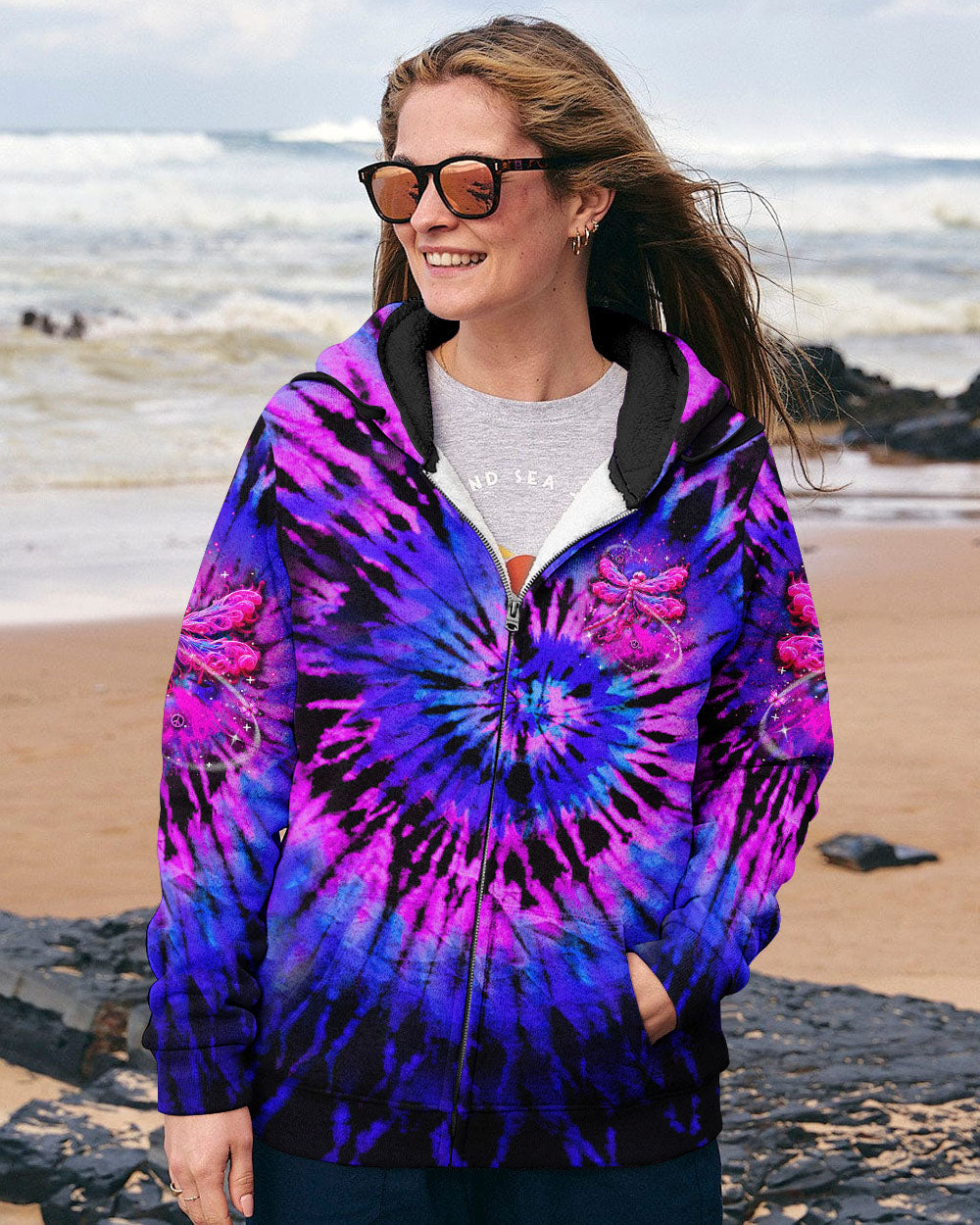 She Is Strong Dragonfly Tie Dye Neon Inspirational AOP Shirts _11_ hYuqS