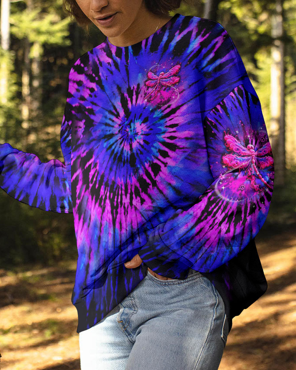 She Is Strong Dragonfly Tie Dye Neon Inspirational AOP Shirts _9_ gyzhD