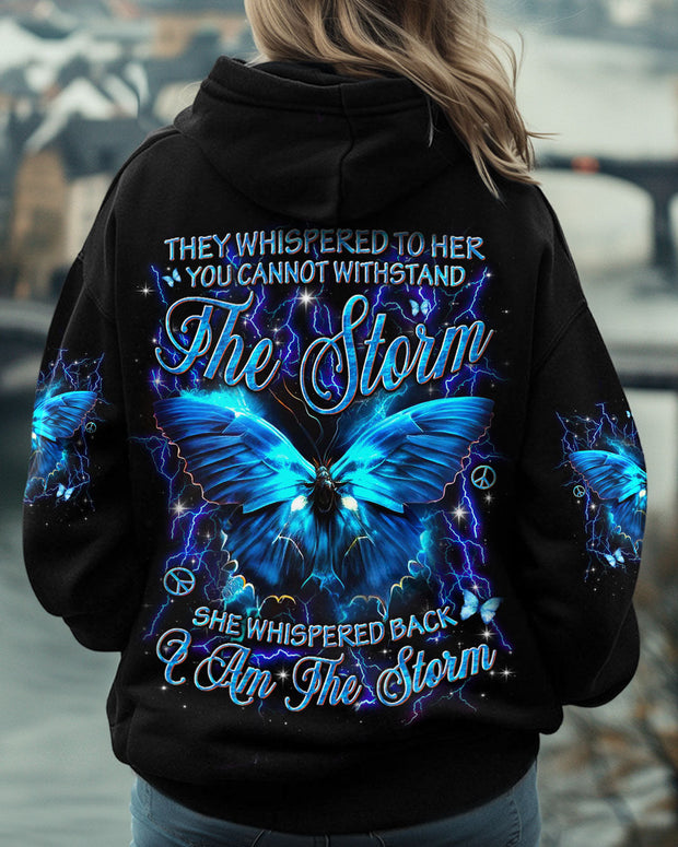 She Whispered Back I Am the Storm - Blue Lightning Butterfly Graphic - AOP Shirts QT5081401