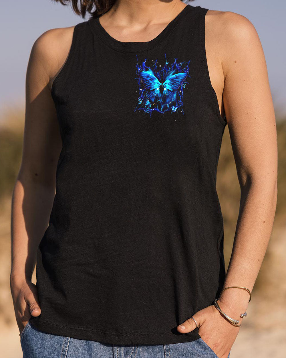 She Whispered Back I Am the Storm Blue Lightning Butterfly Graphic AOP Shirts _6_ E2OVL