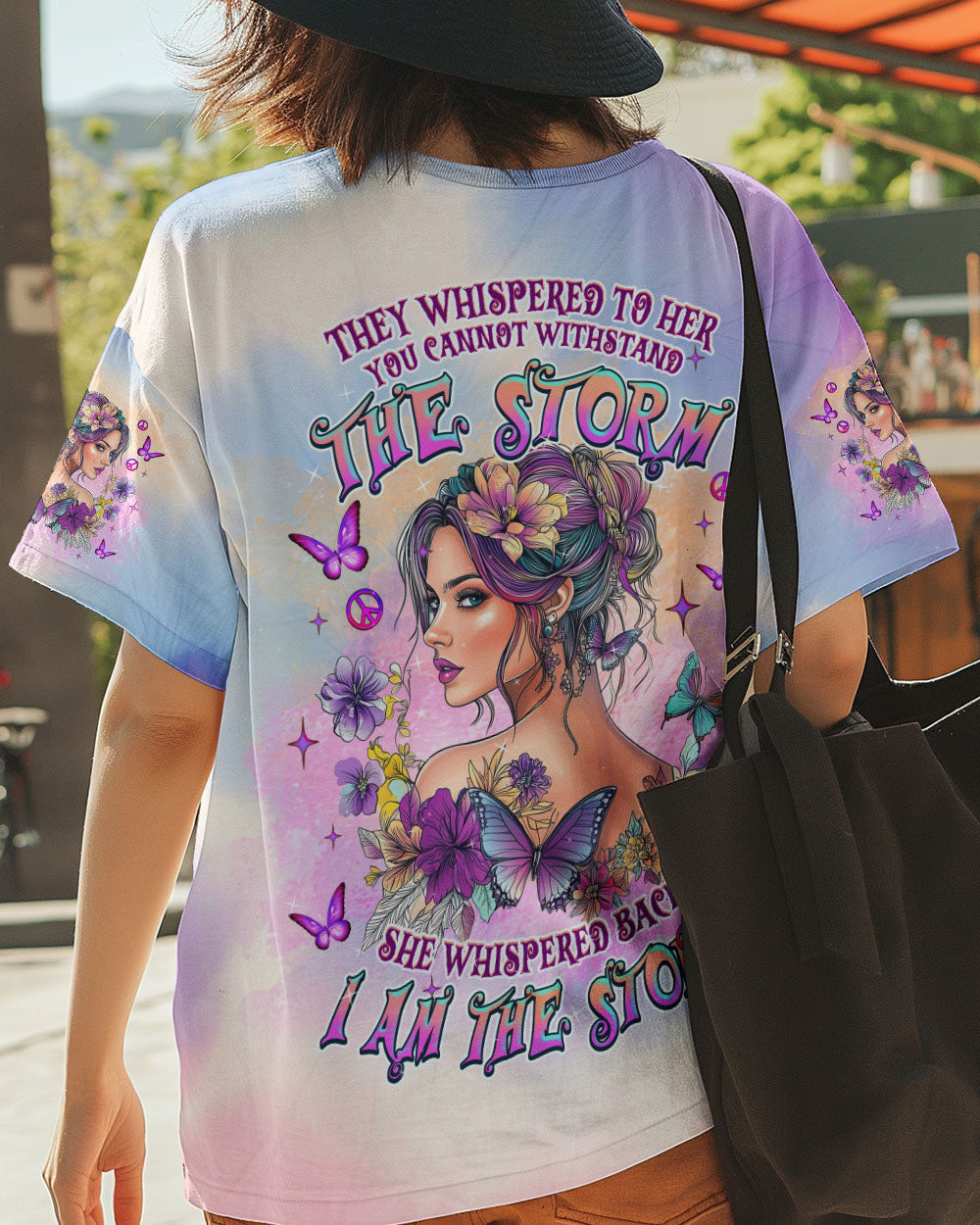 She Whispered Back I Am the Storm Bold Woman and Butterfly AOP Shirts _5_ L5ODR