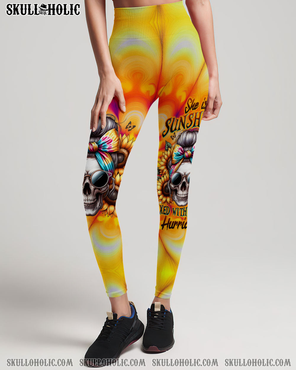 She is Sunshine Mixed with a Little Hurricane Sunflower Skull Tie Dye Graphic AOP Shirts _15_ qTyp0
