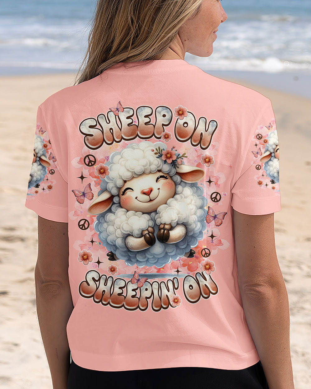Sheep On Sheeping On Cute Sheep Design with Peace Sign _26 Floral Details AOP Shirts _14_ Ofmh1