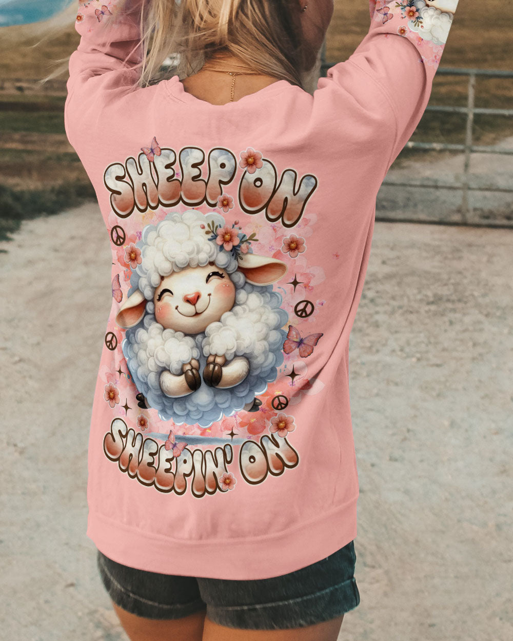 Sheep On Sheeping On Cute Sheep Design with Peace Sign _26 Floral Details AOP Shirts _3_ pKx7Z