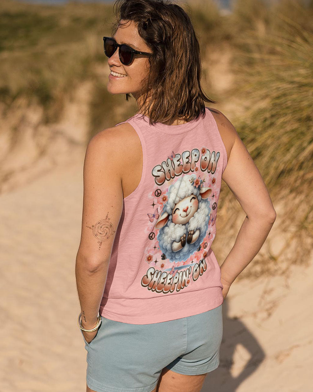 Sheep On Sheeping On Cute Sheep Design with Peace Sign _26 Floral Details AOP Shirts _7_ JCTFt