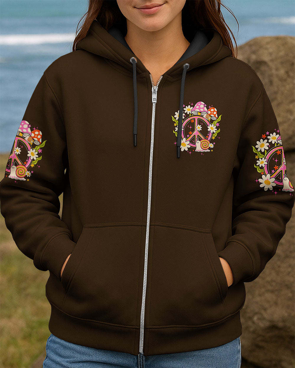 Slow Down Dont Rush Live for the Now Cute Snail Mushrooms AOP Shirts _4_ kwVMo