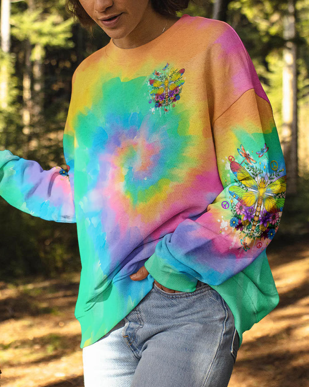 Smile Often Dream Big Rainbow Tie Dye Positive Quote Hippie Motivational AOP Shirts _2_ fOMHm