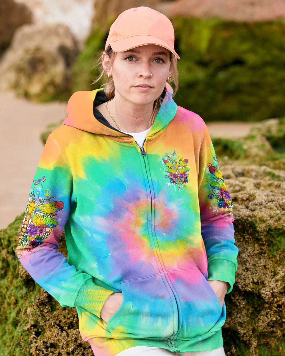 Smile Often Dream Big Rainbow Tie Dye Positive Quote Hippie Motivational AOP Shirts _4_ v5Y7y