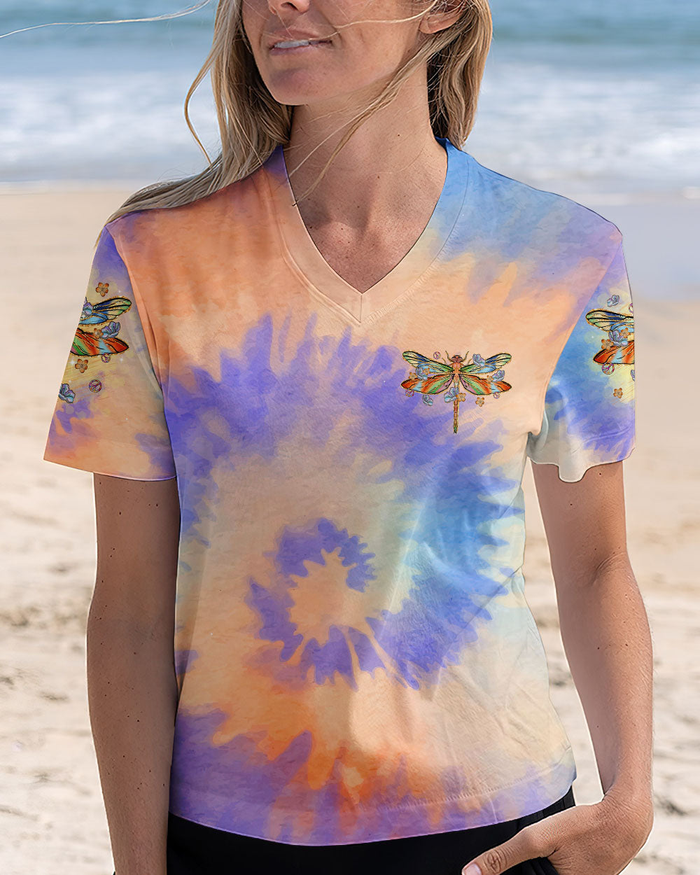 Smile Often Love Others Dragonfly Peace Sign Tie Dye Motivational AOP Shirts _11_ 7XzCN