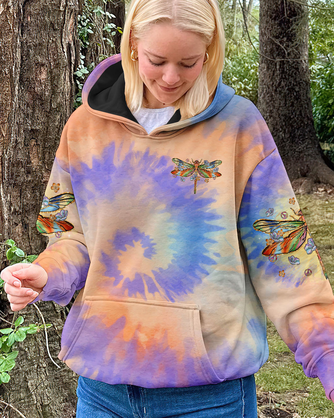 Smile Often Love Others Dragonfly Peace Sign Tie Dye Motivational AOP Shirts _13_ syb6B