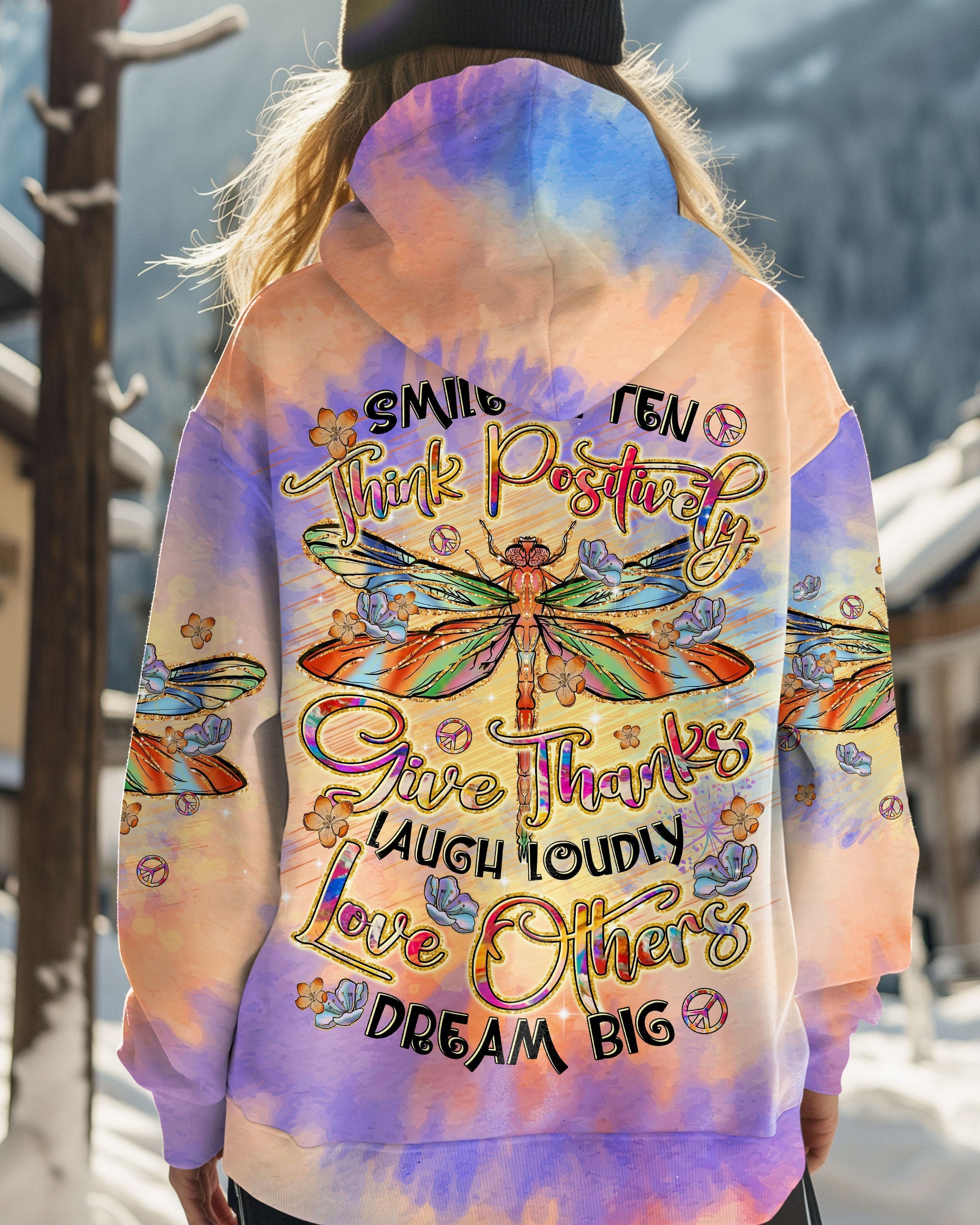 Smile Often Love Others Dragonfly Peace Sign Tie Dye Motivational AOP Shirts _1_ 1AQhQ