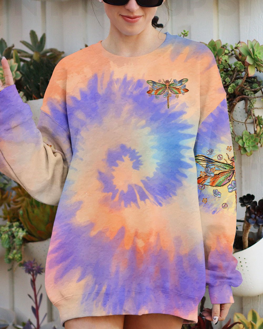 Smile Often Love Others Dragonfly Peace Sign Tie Dye Motivational AOP Shirts _2_ LwseS