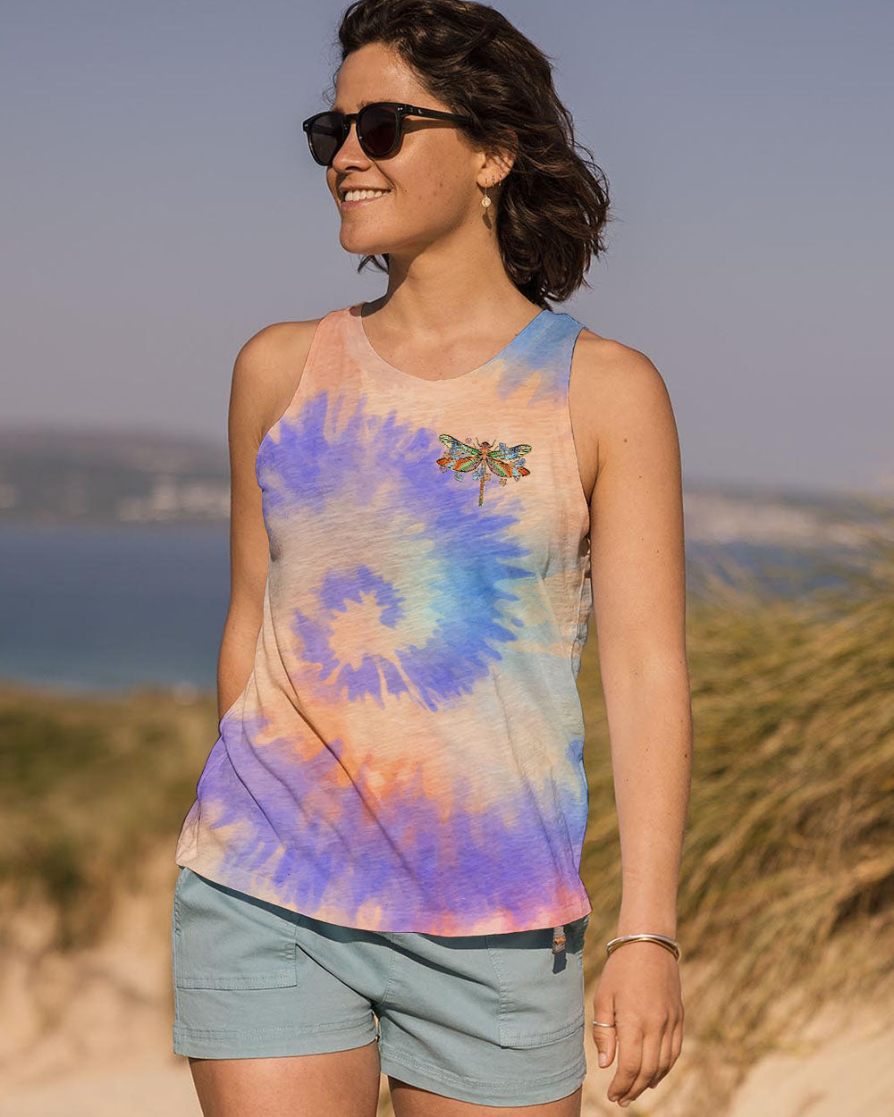 Smile Often Love Others Dragonfly Peace Sign Tie Dye Motivational AOP Shirts _6_ XxzDa