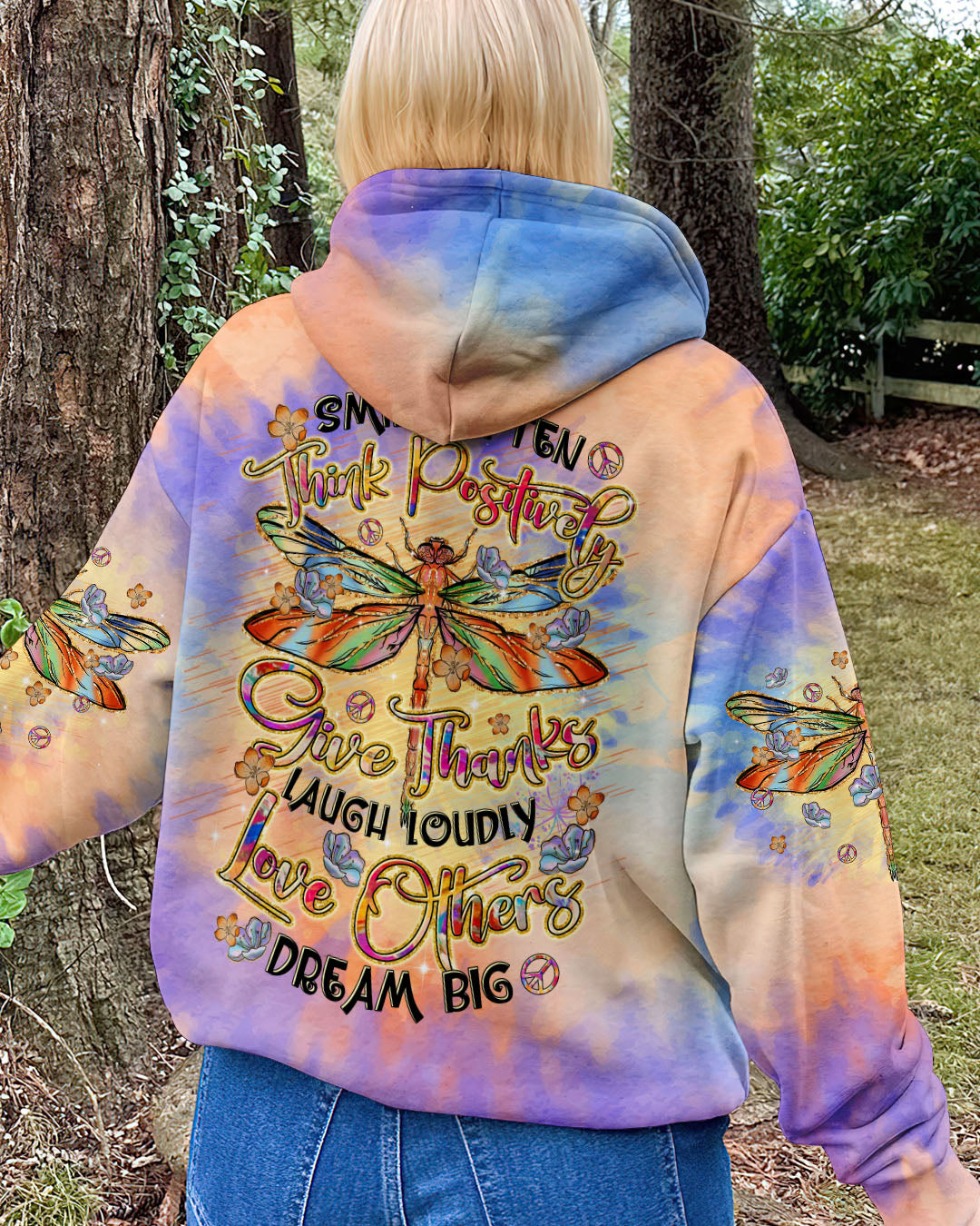 Smile Often Love Others Dragonfly Peace Sign Tie Dye Motivational AOP Shirts _8_ 2ZKV5