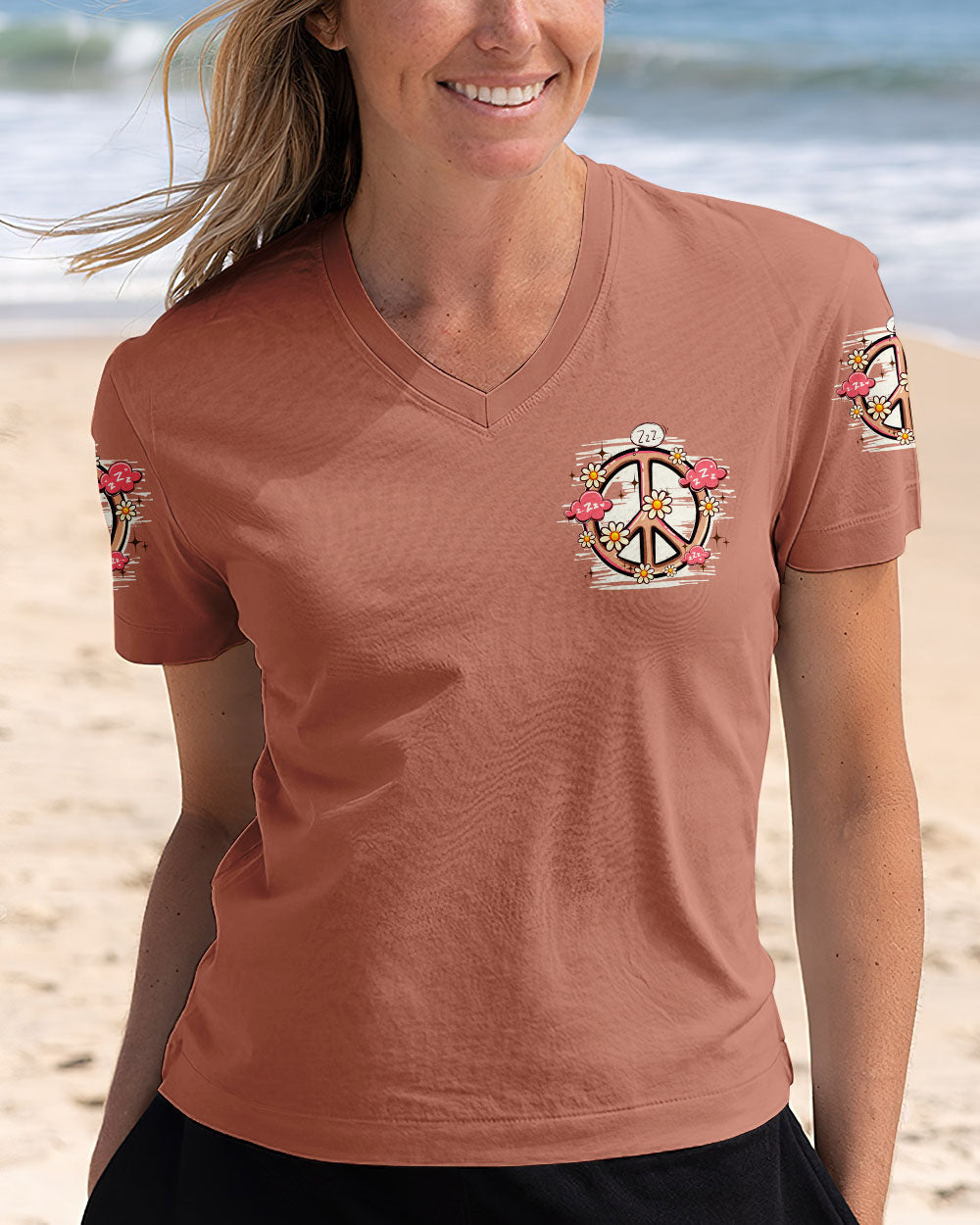 Snooze Dont Lose Sloth Cute Peaceful Sloth with Heart _26 Flowers Design AOP Shirts _2_ 8FzJp