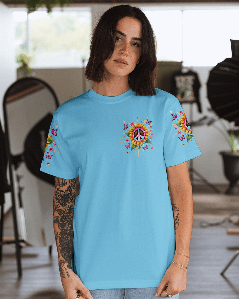 Soul Full of Sunshine Colorful Sunflower Peace Sign AOP Shirts _11_ uVZHX