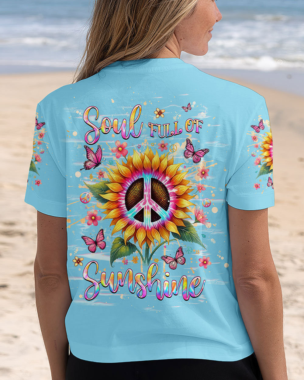 Soul Full of Sunshine Colorful Sunflower Peace Sign AOP Shirts _14_ FXMSl