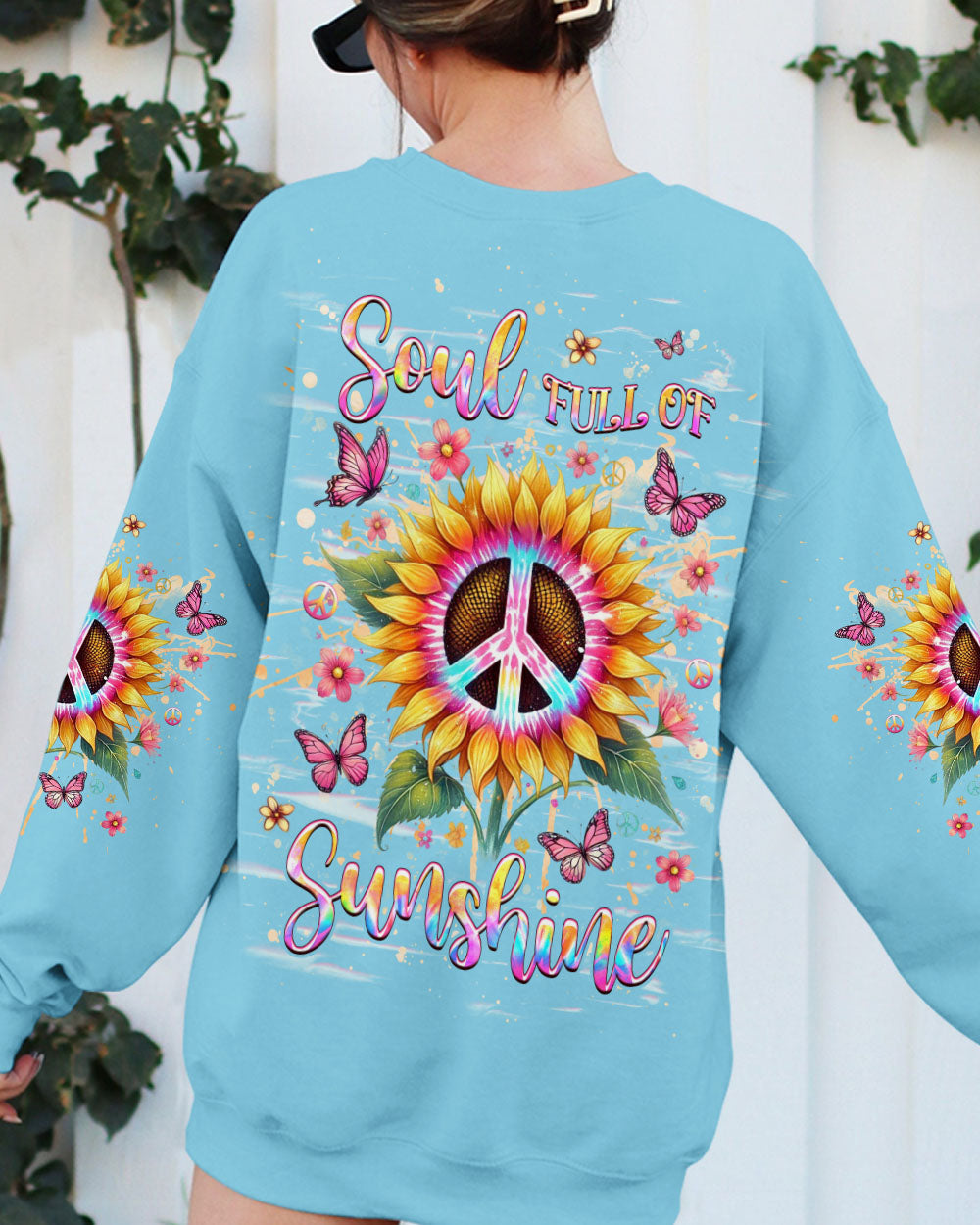 Soul Full of Sunshine Colorful Sunflower Peace Sign AOP Shirts _4_ opHrz