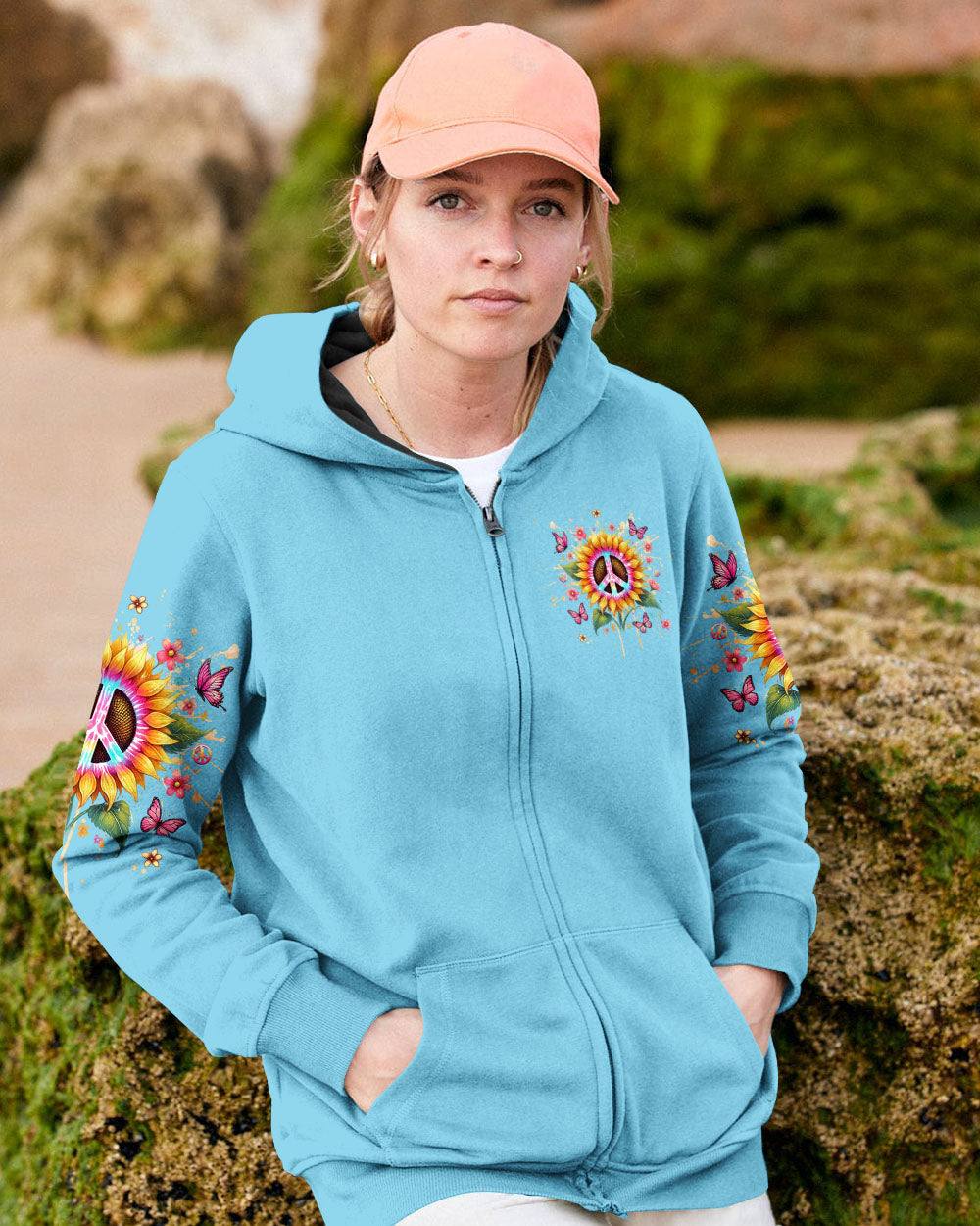 Soul Full of Sunshine Colorful Sunflower Peace Sign AOP Shirts _5_ vCYCR