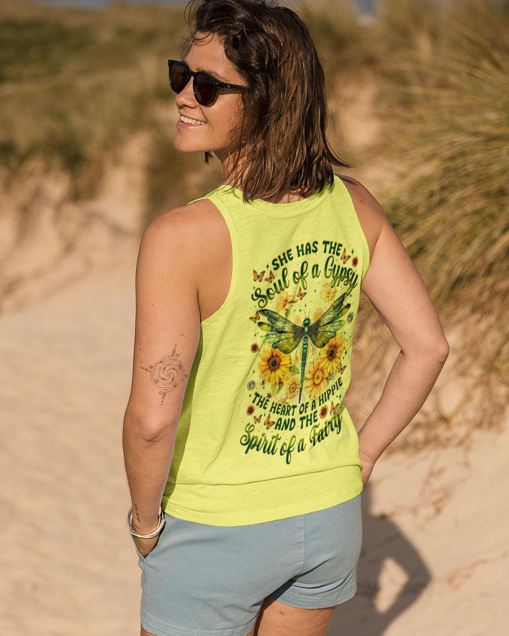 Soul of a Gypsy Heart of Hippie Spirit of Fairy Dragonfly Sunflower Graphic AOP Shirts _13_ pDE1R