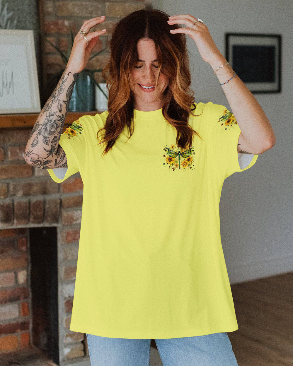 Soul of a Gypsy Heart of Hippie Spirit of Fairy Dragonfly Sunflower Graphic AOP Shirts _2_ RnAcN