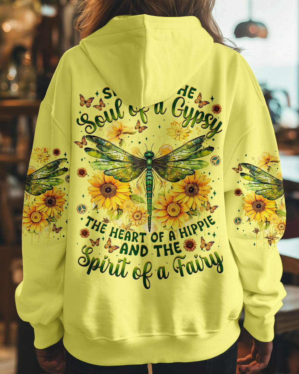 Soul of a Gypsy Heart of Hippie Spirit of Fairy Dragonfly Sunflower Graphic AOP Shirts _7_ nNMRX