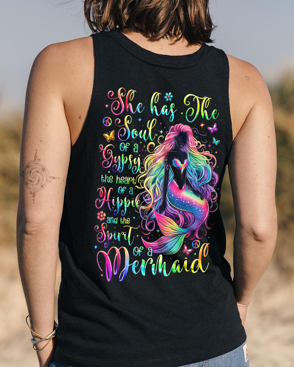 Soul of a Gypsy Heart of a Hippie Mermaid Hippie Colorful Fantasy AOP Shirts _11_ kfWIk