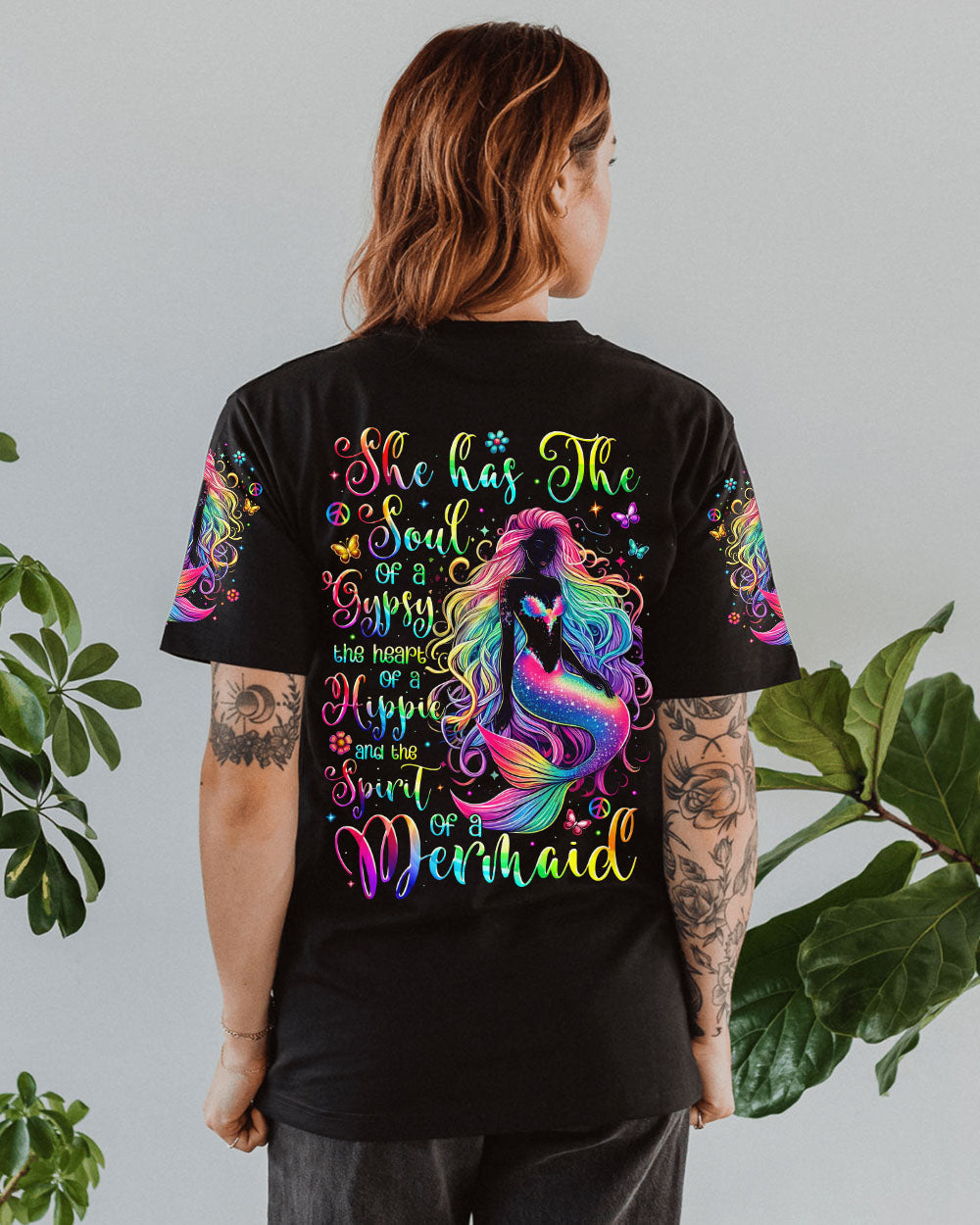 Soul of a Gypsy Heart of a Hippie Mermaid Hippie Colorful Fantasy AOP Shirts _12_ 8LhmF