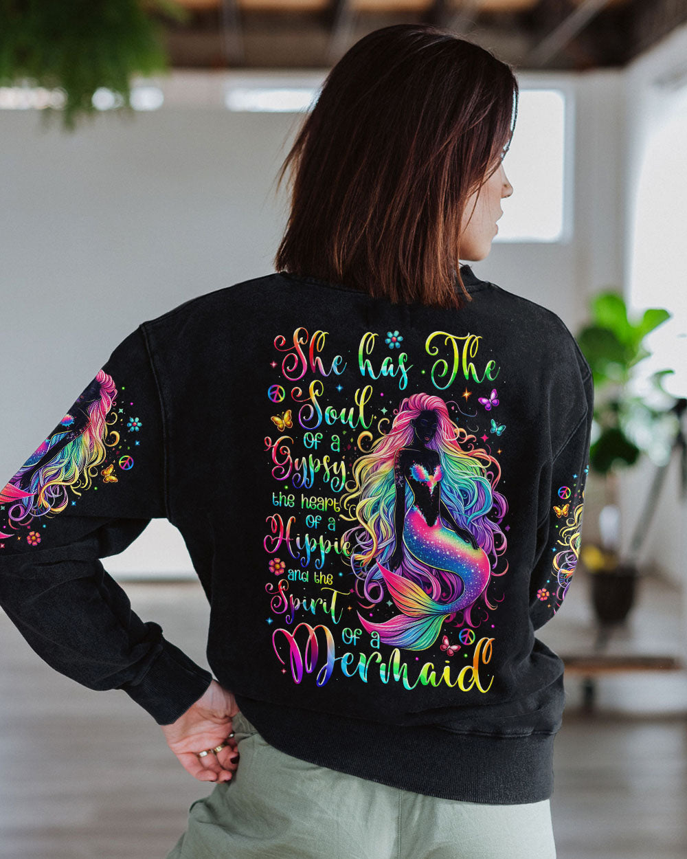 Soul of a Gypsy Heart of a Hippie Mermaid Hippie Colorful Fantasy AOP Shirts _7_ 48SqB