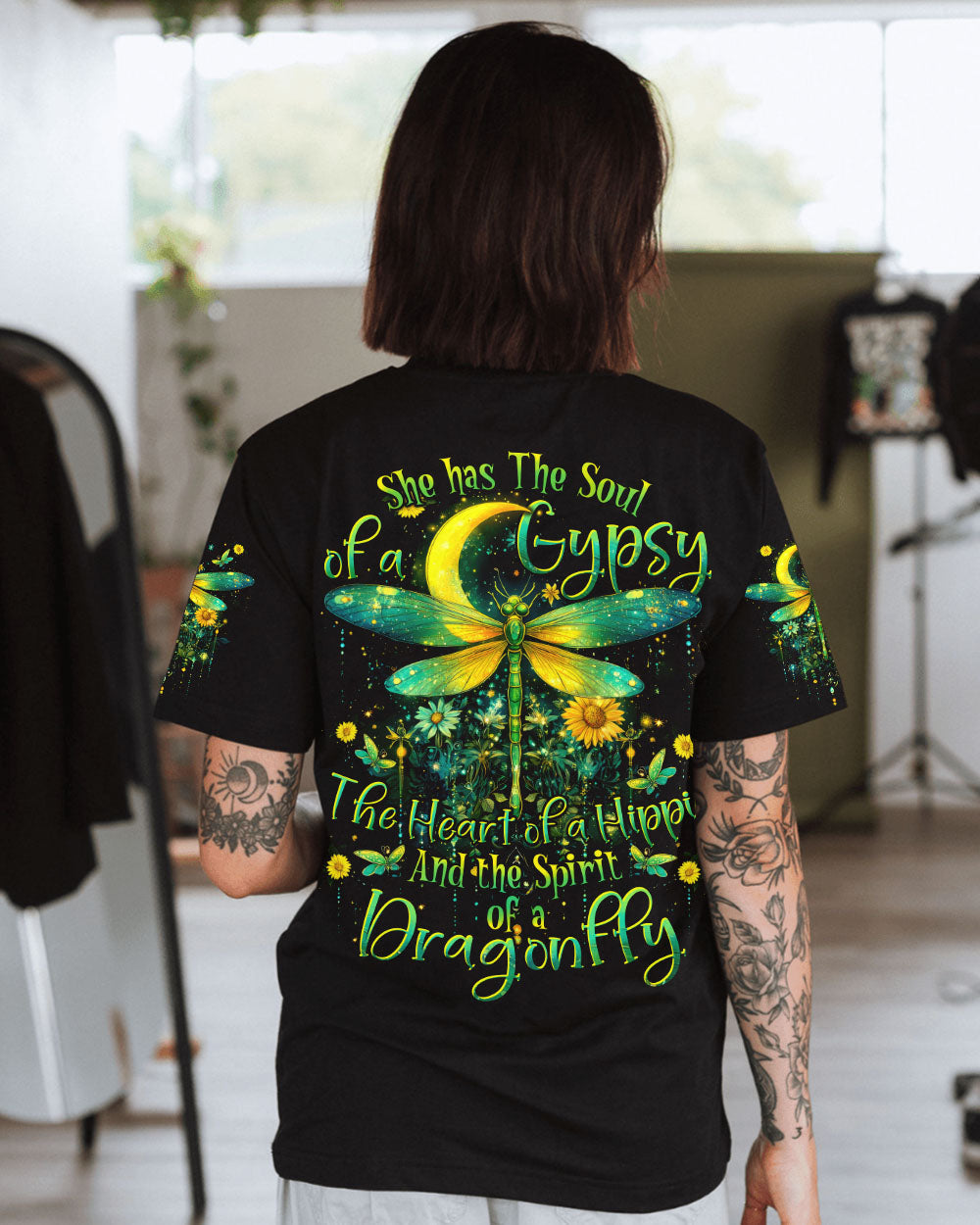 Soul of a Gypsy Heart of a Hippie Spirit of a Dragonfly Dragonfly Hippie AOP Shirts _1_ HAThA