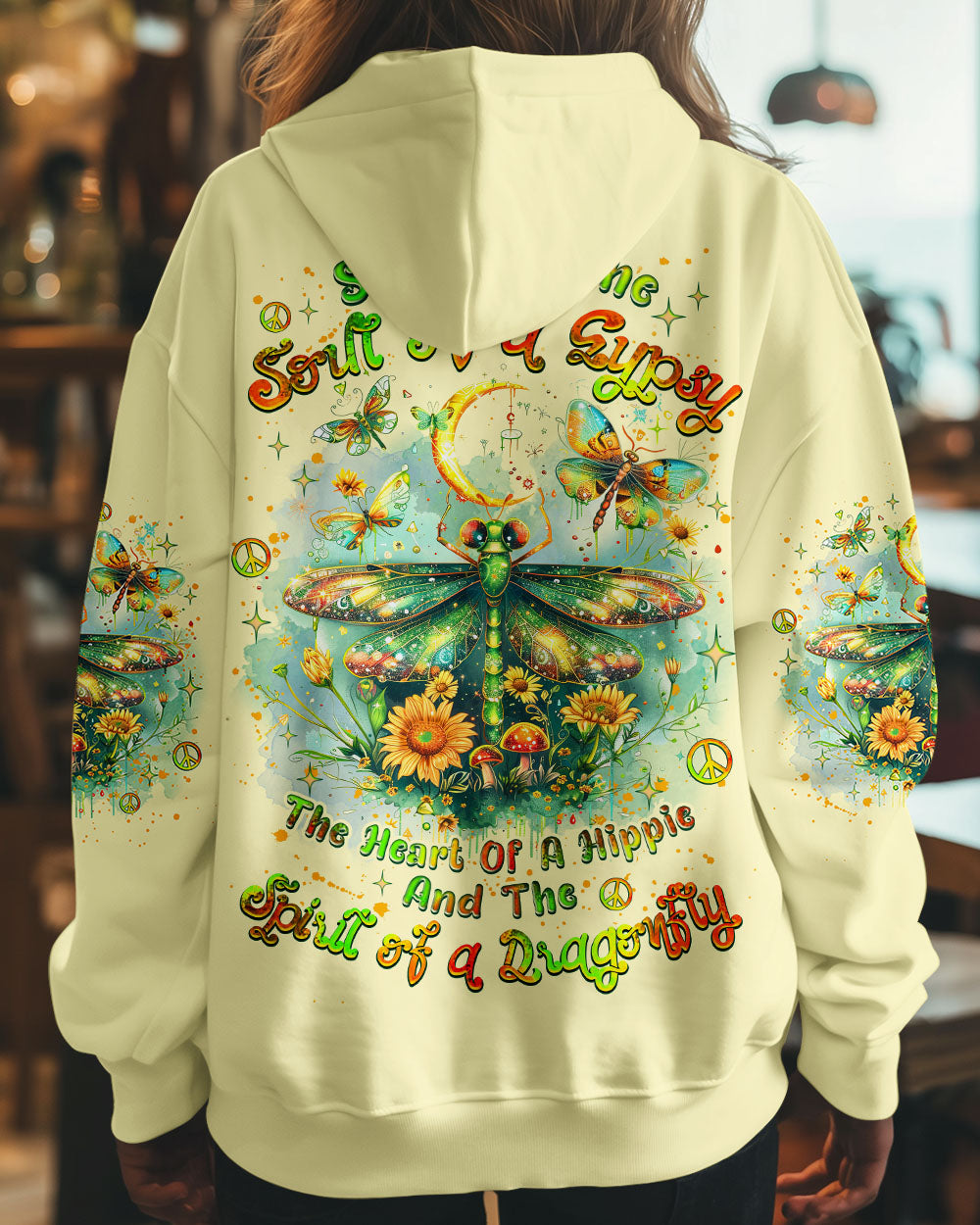 Soul of a Gypsy Heart of a Hippie Spirit of a Dragonfly Hippie Dragonfly and Sunflower AOP Shirts _10_ JccqB