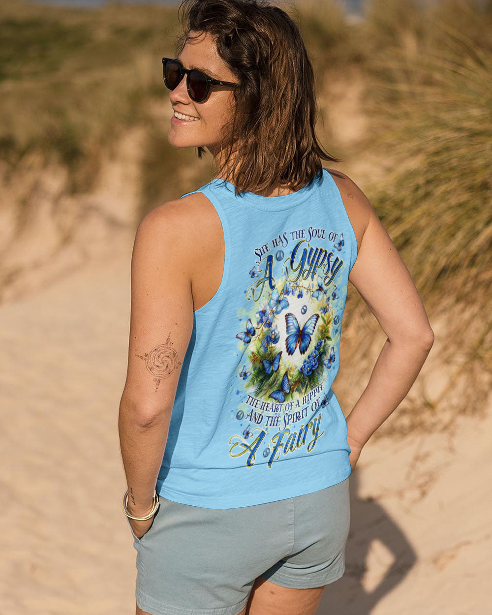 Soul of a Gypsy Heart of a Hippie Spirit of a Fairy Blue Butterfly Hippie AOP Shirts _14_ fYQjM