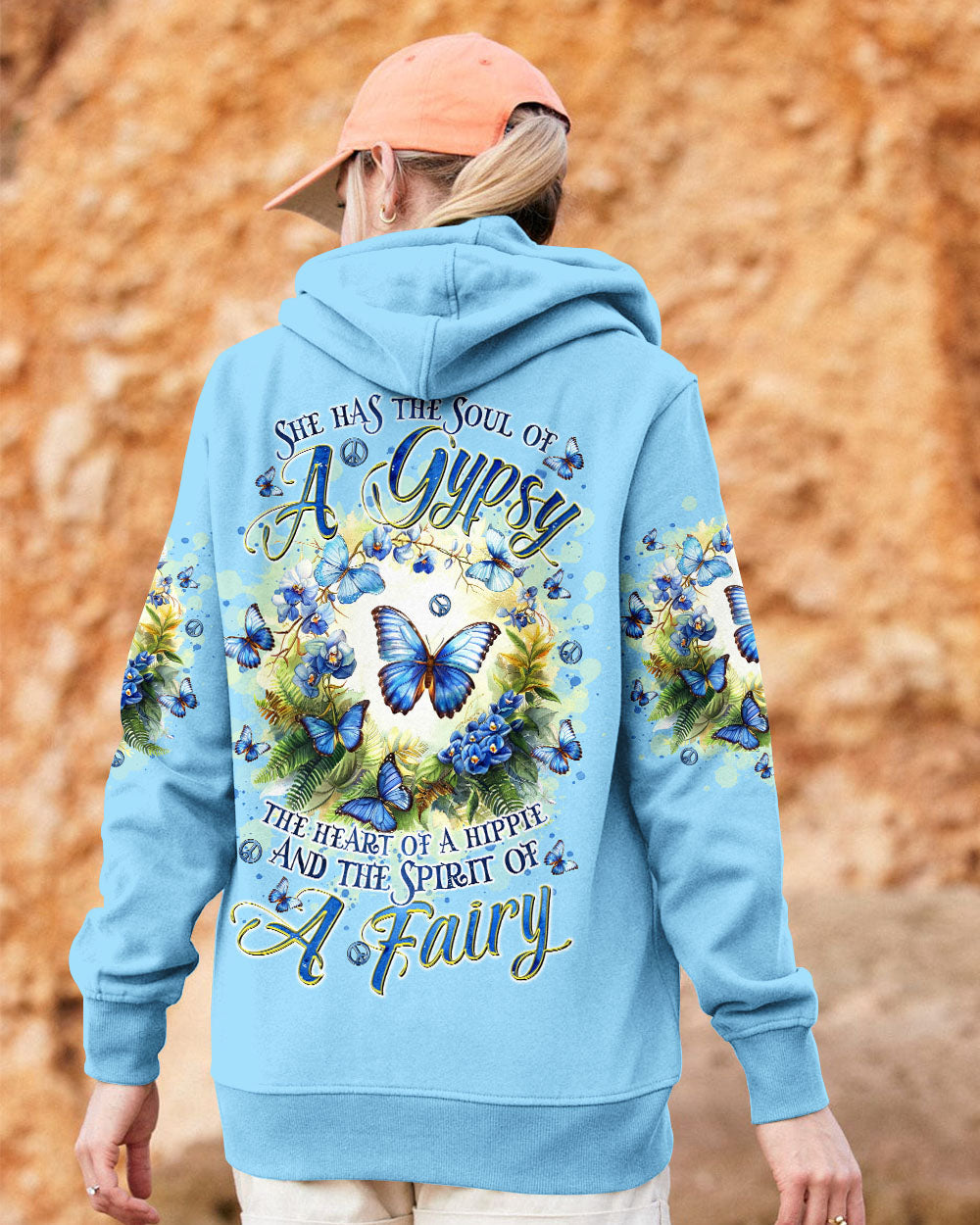 Soul of a Gypsy Heart of a Hippie Spirit of a Fairy Blue Butterfly Hippie AOP Shirts _2_ RcD5J