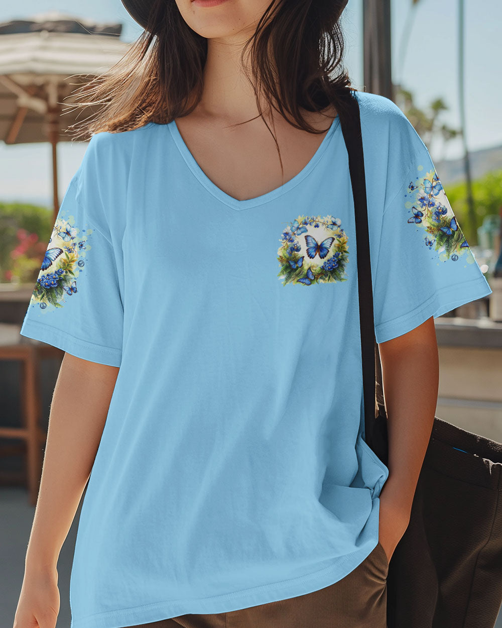 Soul of a Gypsy Heart of a Hippie Spirit of a Fairy Blue Butterfly Hippie AOP Shirts _5_ Y4TFQ