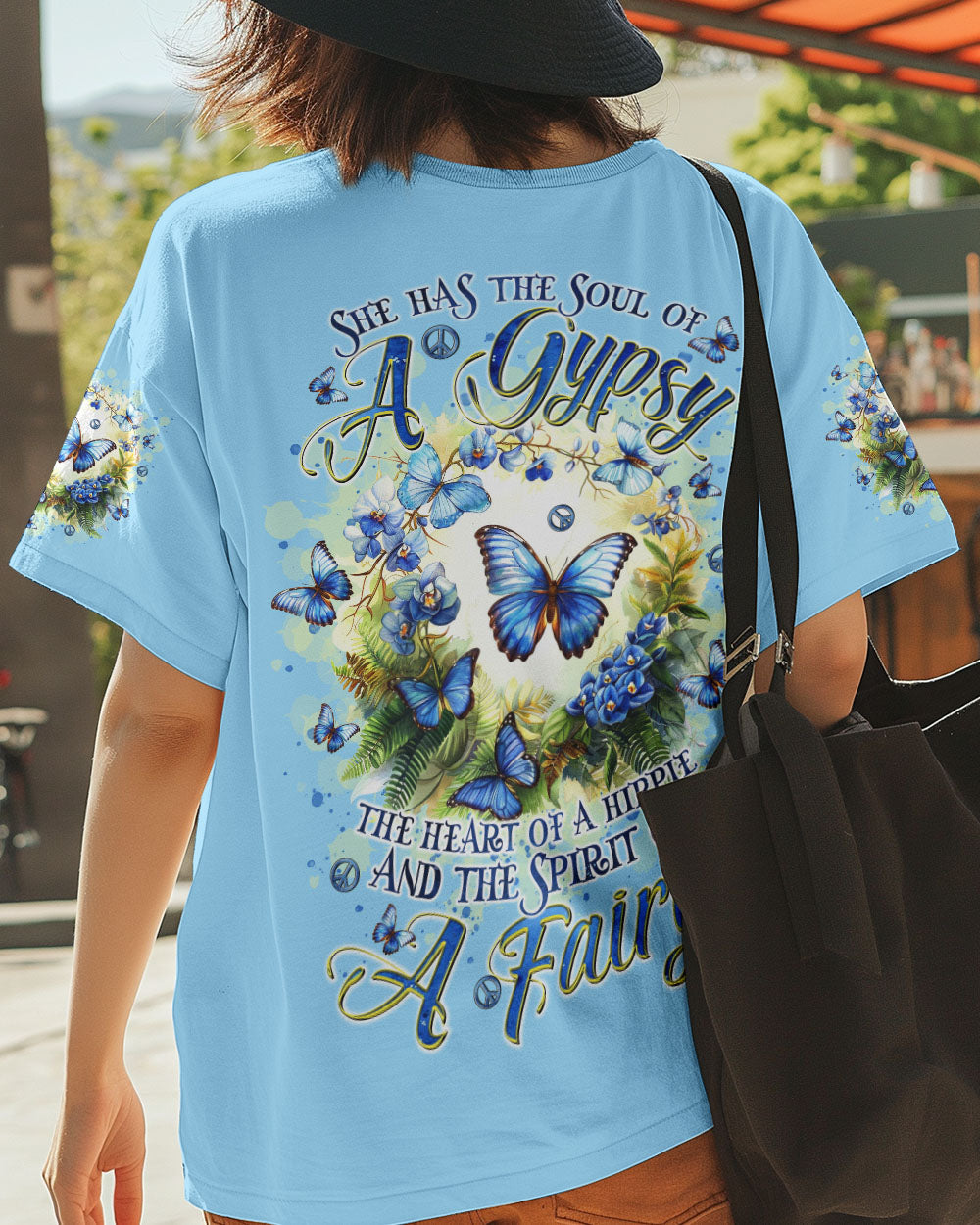 Soul of a Gypsy Heart of a Hippie Spirit of a Fairy Blue Butterfly Hippie AOP Shirts _6_ deVQT