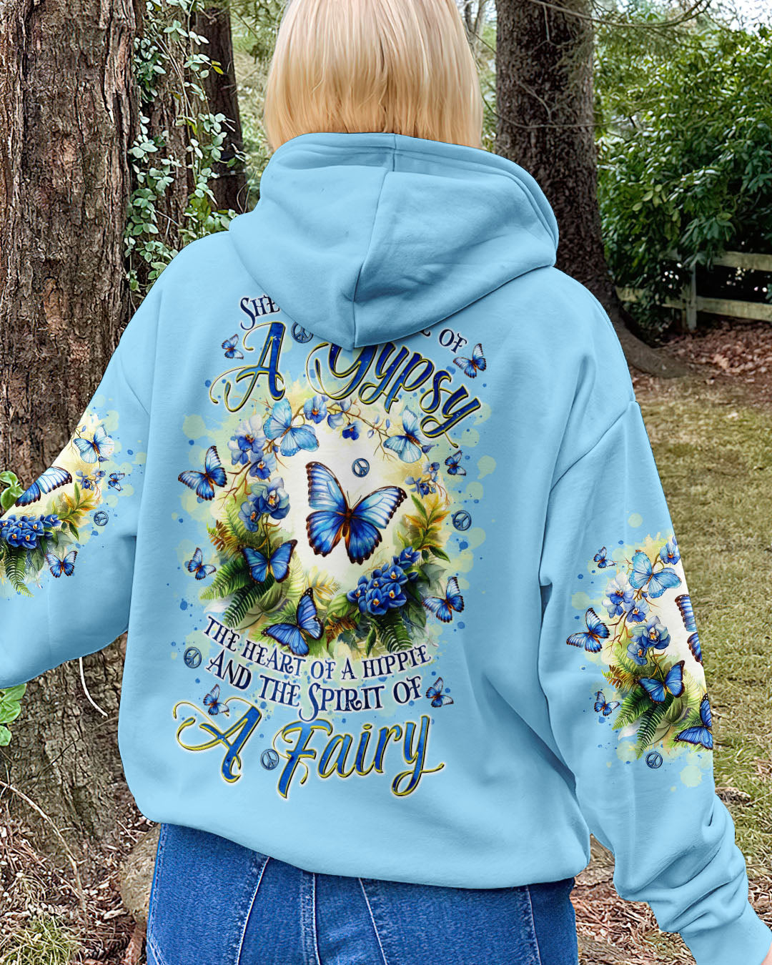 Soul of a Gypsy Heart of a Hippie Spirit of a Fairy Blue Butterfly Hippie AOP Shirts _8_ 4ixMD