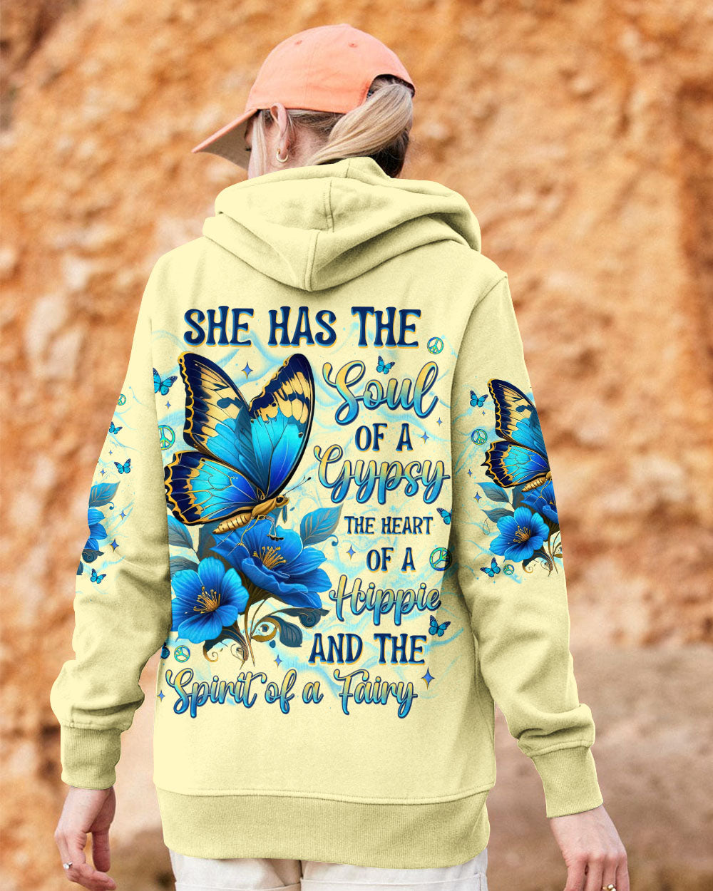 Soul of a Gypsy Heart of a Hippie Spirit of a Fairy Blue Floral Butterfly Graphic AOP Shirts _10_ 7wNr0