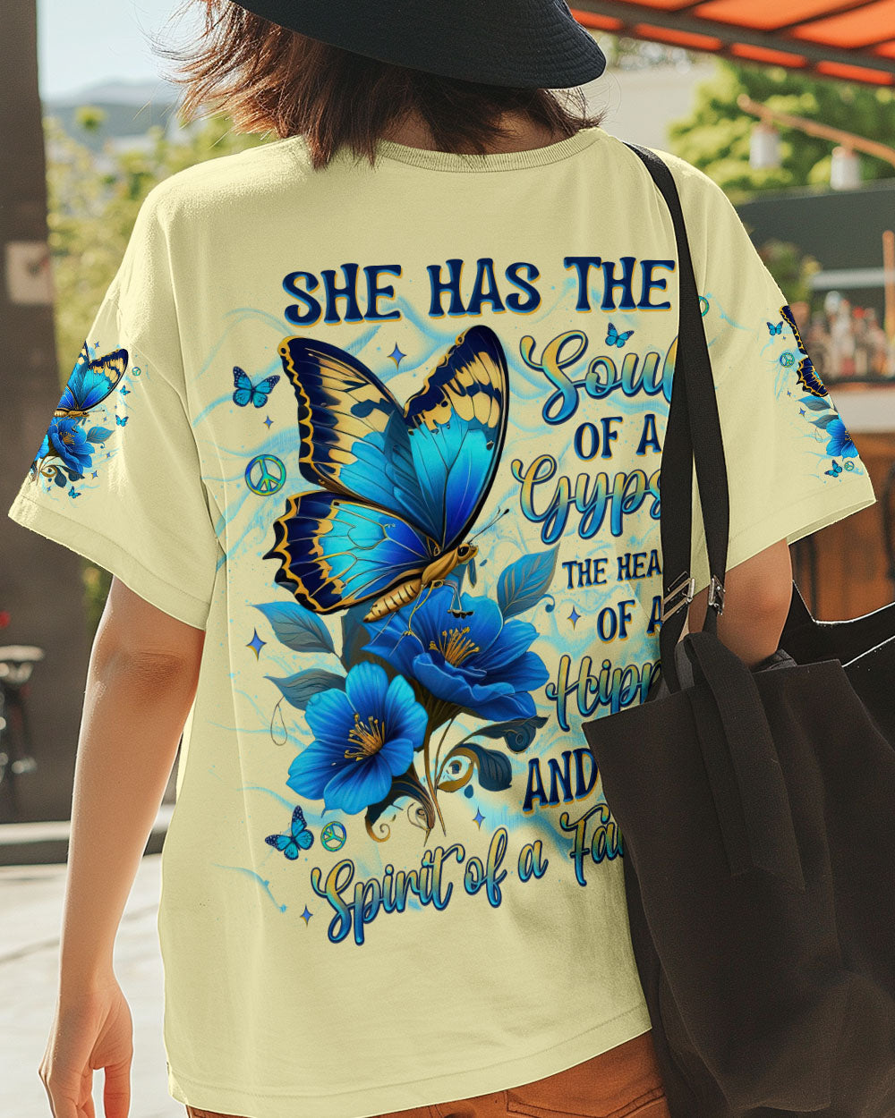 Soul of a Gypsy Heart of a Hippie Spirit of a Fairy Blue Floral Butterfly Graphic AOP Shirts _1_ HG2y9