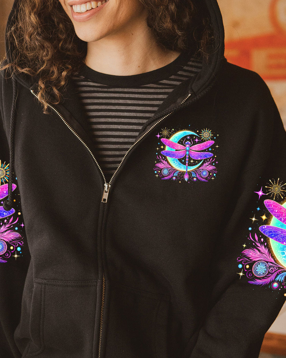 Soul of a Gypsy Heart of a Hippie Spirit of a Fairy Boho Moon and Dragonfly AOP Shirts _8_ N45ak