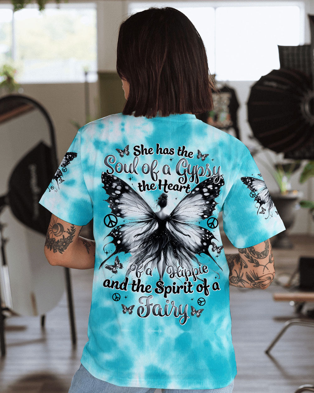 Soul of a Gypsy Heart of a Hippie Spirit of a Fairy Butterfly Fairy Hippie AOP Shirts _3_ 5BUFK