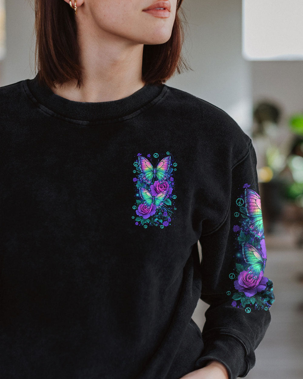 Soul of a Gypsy Heart of a Hippie Spirit of a Fairy Butterfly and Rose AOP Shirts _6_ HkKke