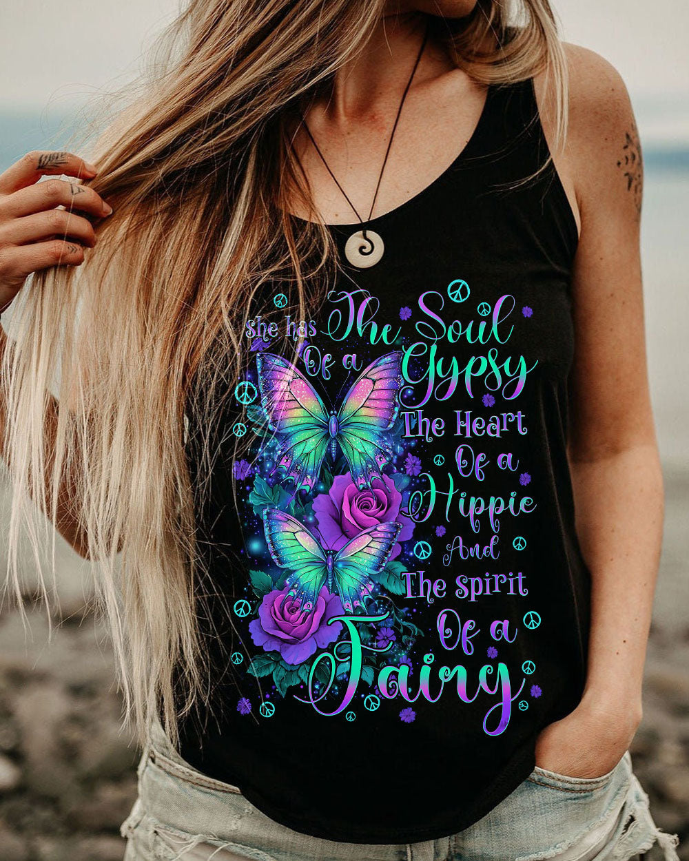 Soul of a Gypsy Heart of a Hippie Spirit of a Fairy Butterfly and Rose AOP Shirts _9_ iCQnN