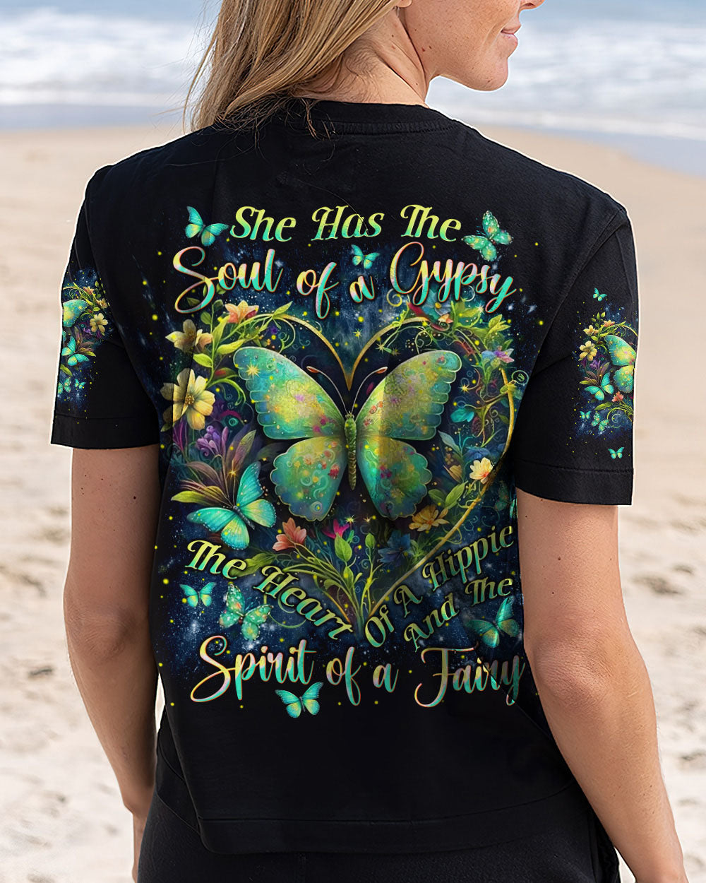 Soul of a Gypsy Heart of a Hippie Spirit of a Fairy Colorful Butterfly AOP Shirts _12_ 70qTY