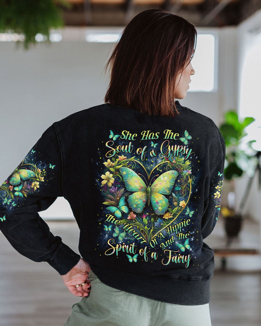 Soul of a Gypsy Heart of a Hippie Spirit of a Fairy Colorful Butterfly AOP Shirts _3_ Gz8RO