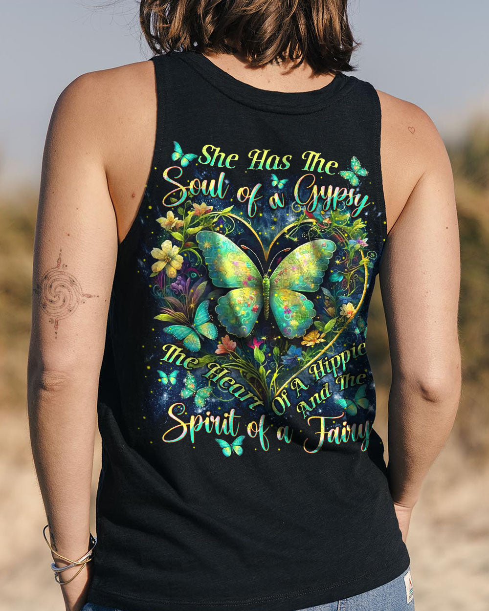 Soul of a Gypsy Heart of a Hippie Spirit of a Fairy Colorful Butterfly AOP Shirts _7_ 8Na7W